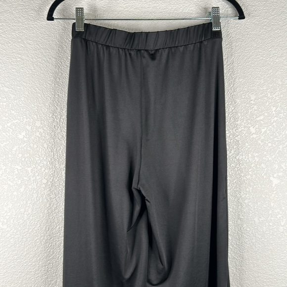 Forever 21 Black Elastic Waist Wide Leg Slit Pants with Front Tie Size Large - Picture 6 of 9